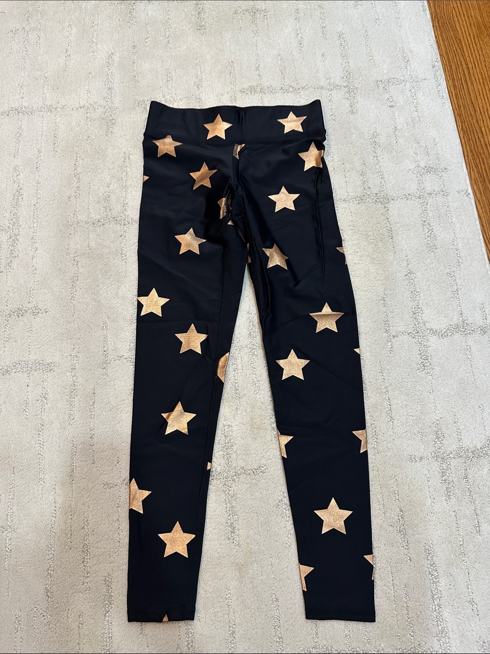 Terez Black Leggings with Metallic Gold Star Print